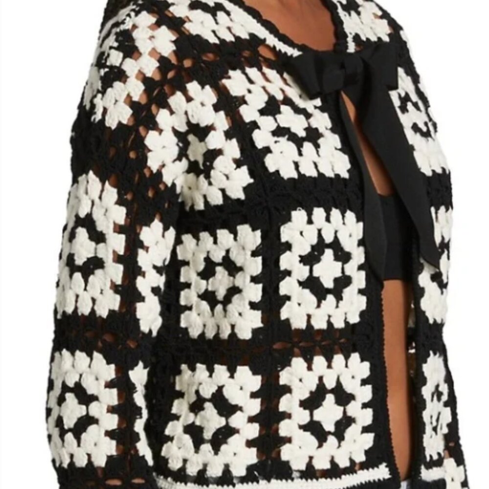 Alice + Olivia Anderson Crochet Cropped Cardigan Sweater NWT - Picture 3 of 6